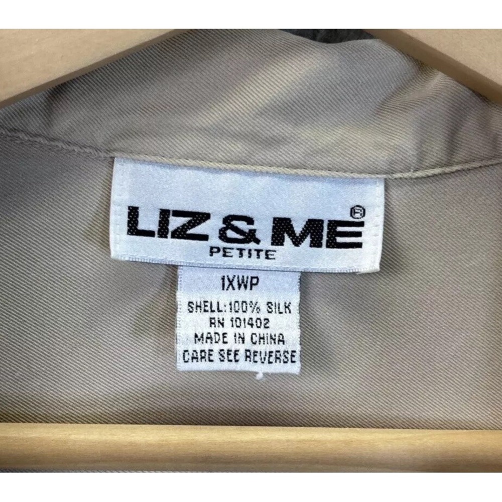Vintage Liz & Me Silk Shirt Smock 1X P Big Pockets Beige Lagenlook Button Top - Picture 2 of 16